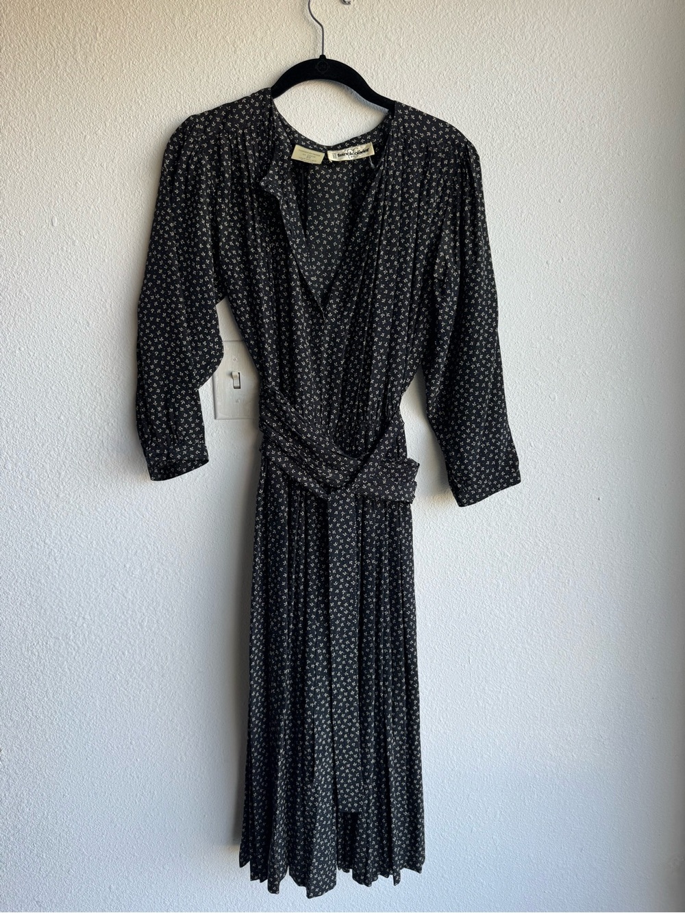 Vintage Franck Olivier Paris silk floral pleated midi dress